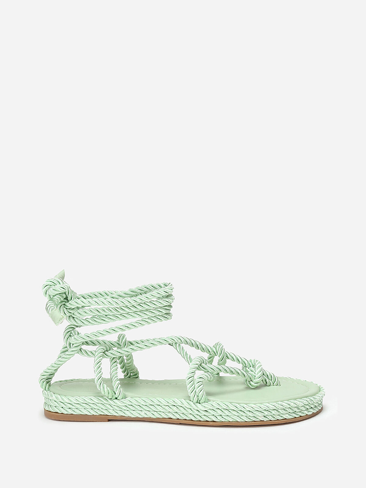 Nu-pieds en corde tressée à fine plateforme- Vert
