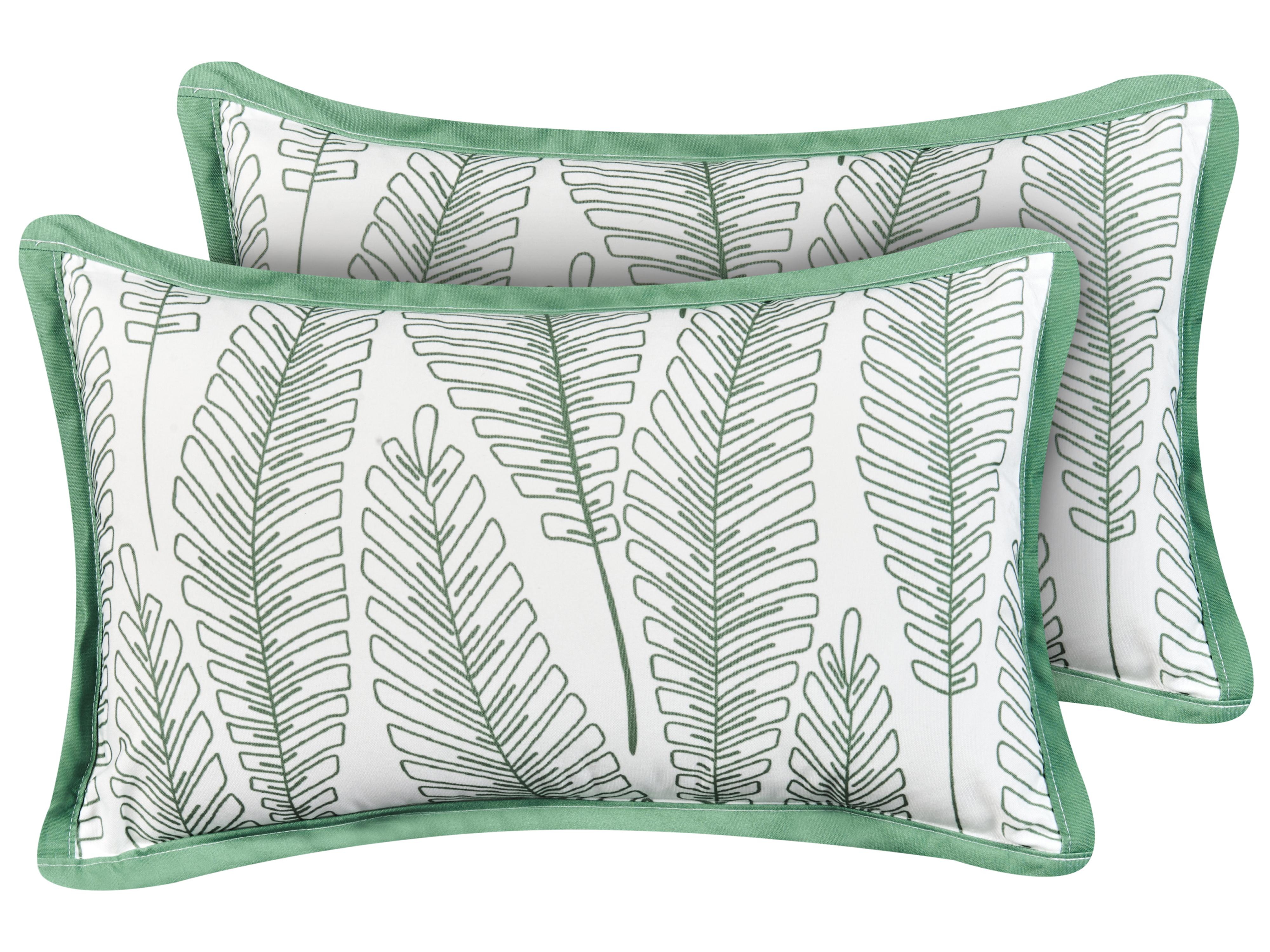 Set van 2 tuinkussens MEADOW bladpatroon 30 x 50 cm Groen