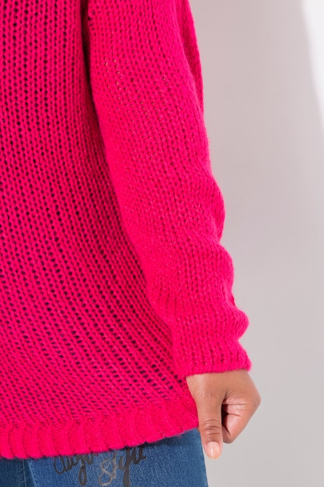 Pullover, oversized, Ballonärmel, V-Ausschnitt.