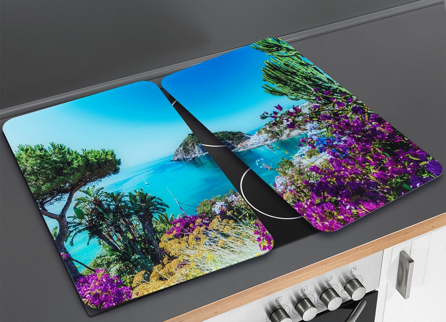 Herdabdeckplatten aus Glas, 2er-Set
