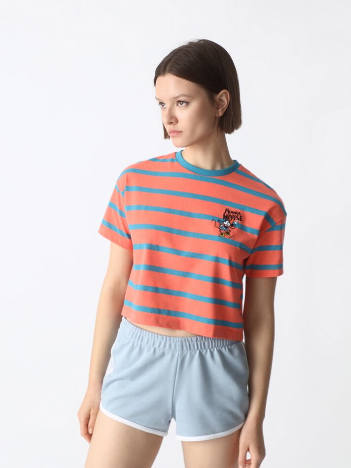 Camiseta cropped do Mickey Mouse ©DS - Laranja