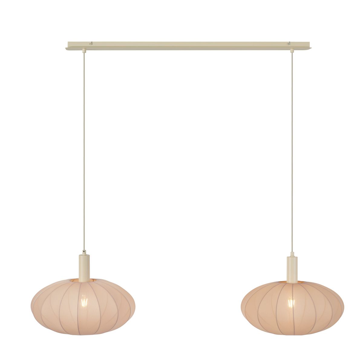 Japandi hanglamp beige met stoffen kap 2-lichts - Bida