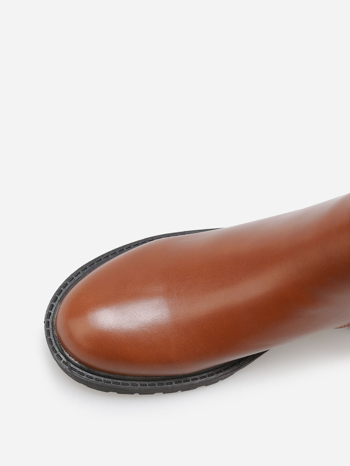 Bottines plates bi-matière à boucle dorée- Camel
