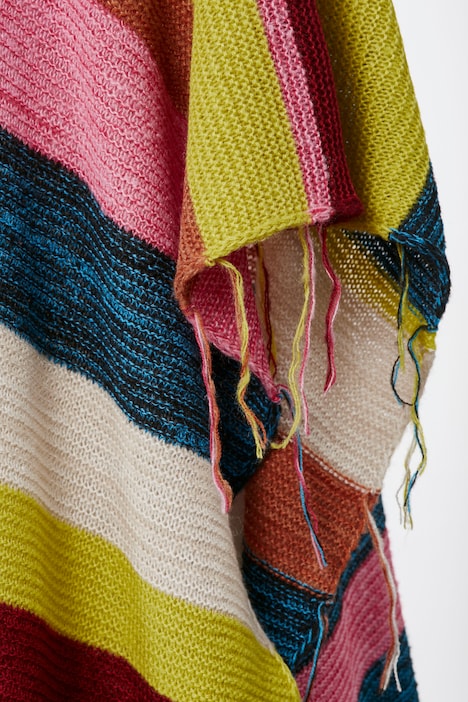 Poncho, oversized, Fransen
