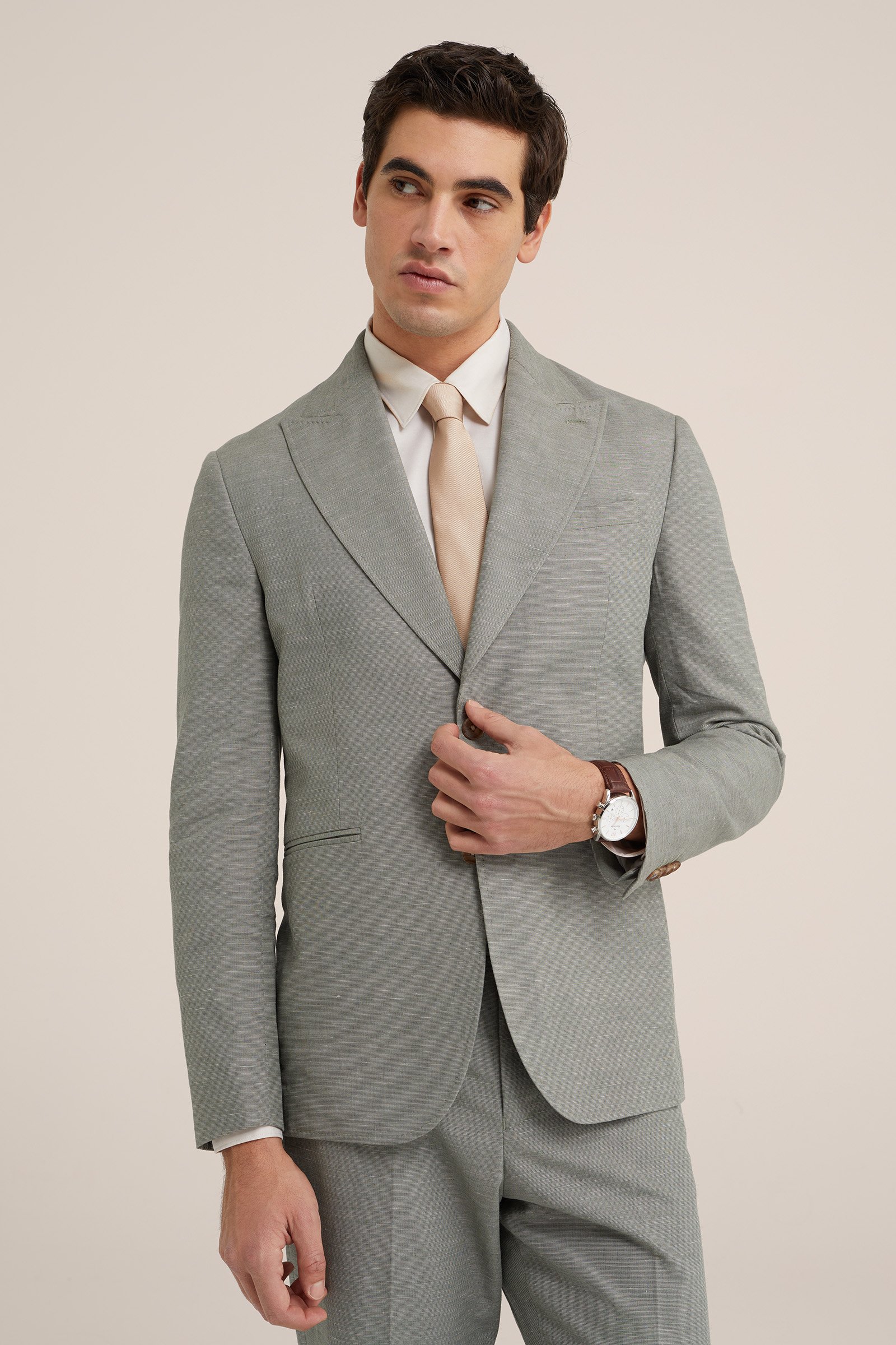 premium linnenmix blazer Van Gils Lichtgroen