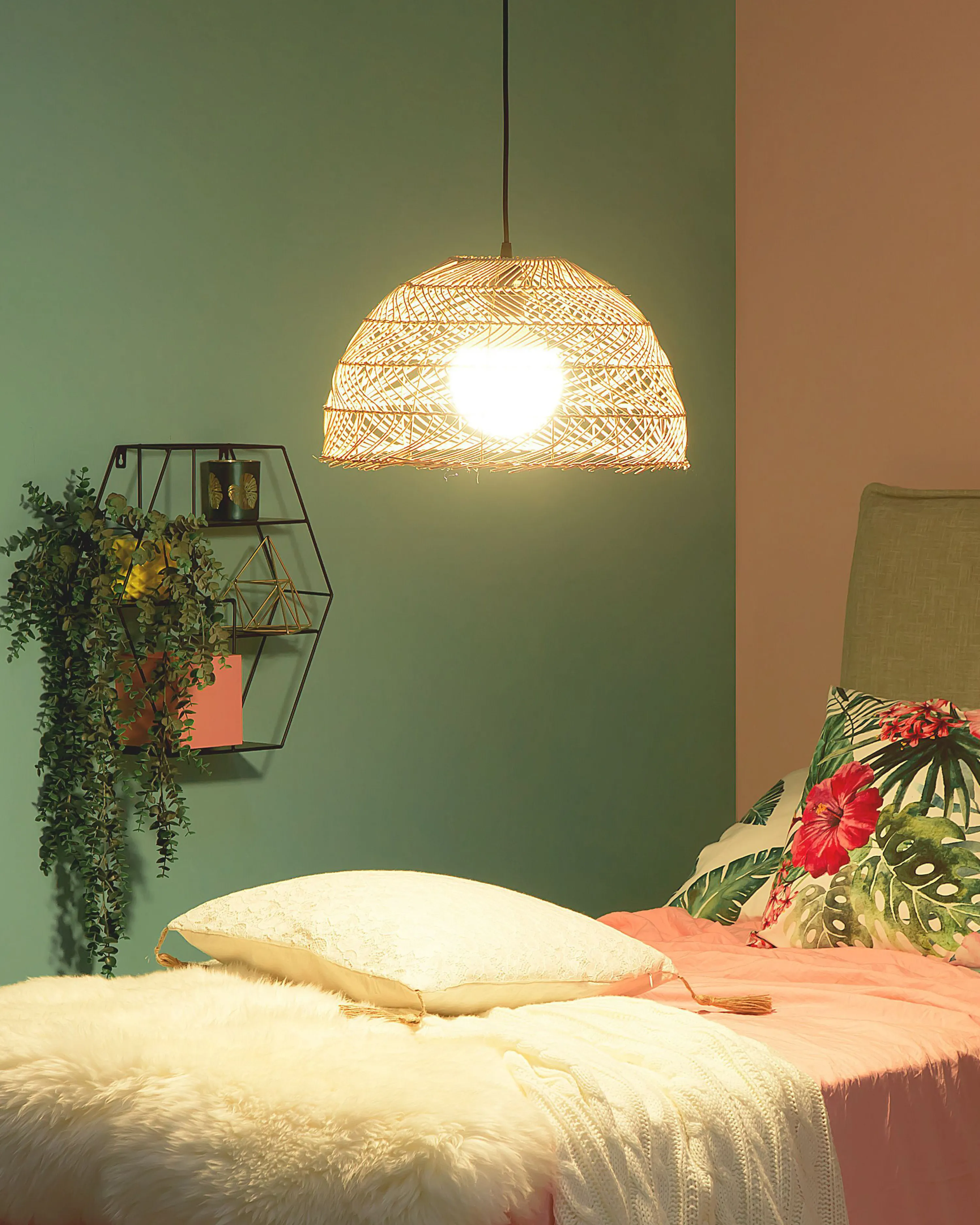 Hanglamp SELENGE Rotan Lichtbruin