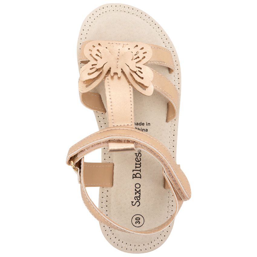 Sandales ouvertes roses et dorées avec patch papillon pour fille - Multicolore