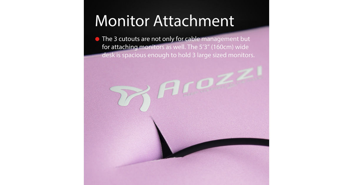 ArozziArena Gaming Desk - White Pink  (Wit/roze)