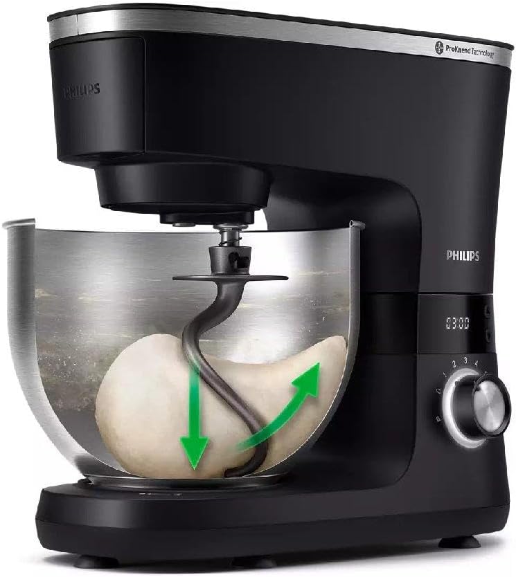 PHILIPS 7000 Serie Küchenmaschine HR7962/21, 5,5 l Schüssel, 1,5 l Mixer, 1000 W, 8 Geschwindigkeitsstufen, silber-schwarz