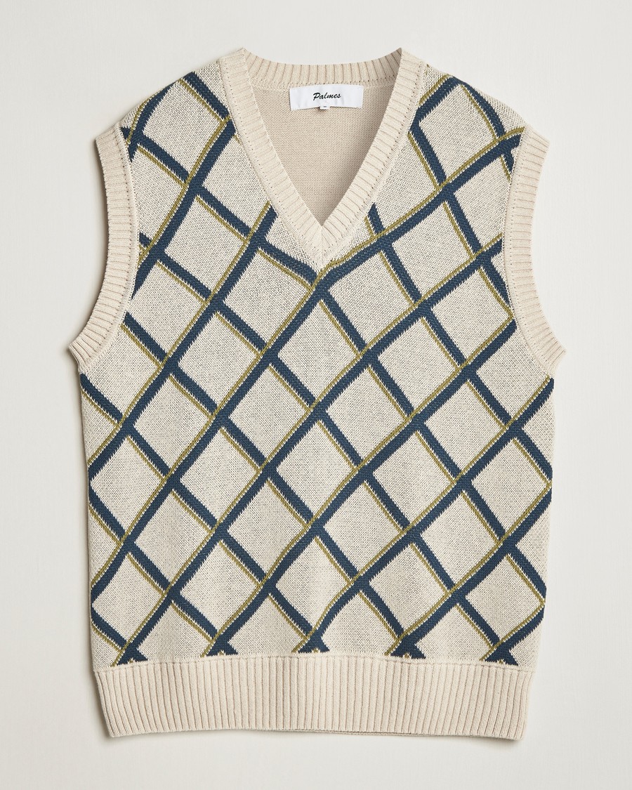 Palmes Argyle Knitted Vest Off White