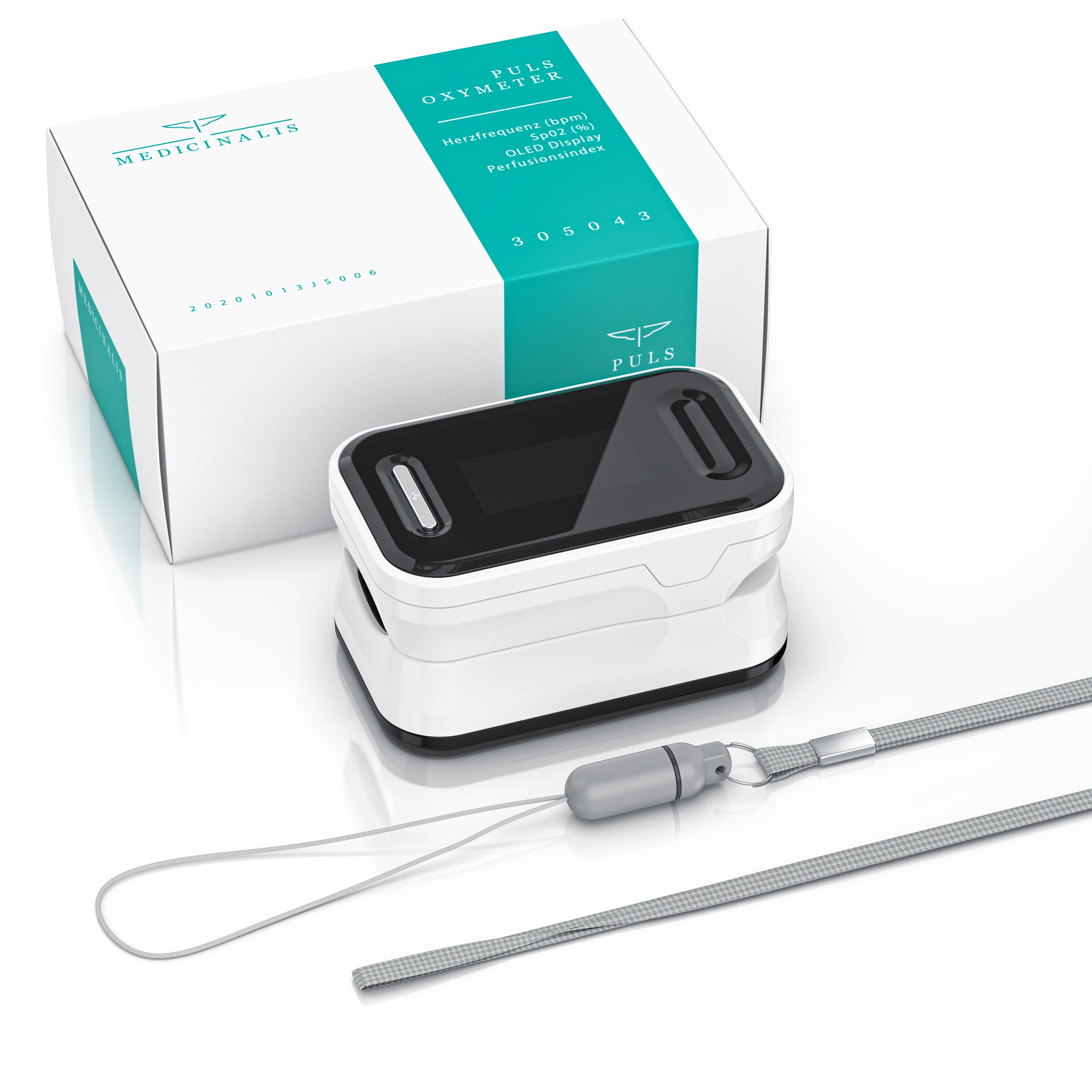 Medicinalis Pulsoximeter Finger - SpO2 Pulsmesser - Fingerpulsoximeter - Messung von Puls und Sauerstoffsättigung am Finger - OLED Display