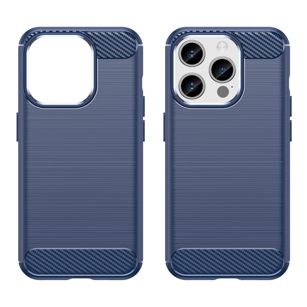 iPhone 15 Pro Gummi Case Schutzhülle Carbon Look - Blau