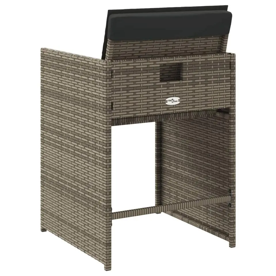 vidaXL - Tuinstoelen - Kussens - Grijs - Poly rattan - 4 stuks