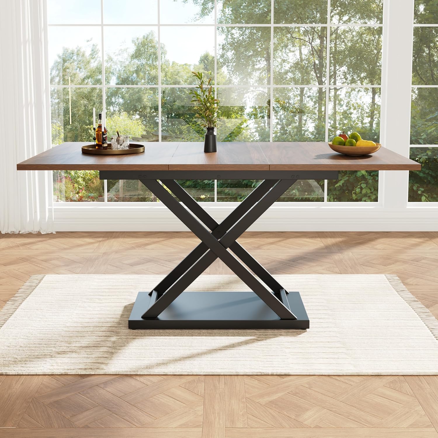 soges Ausziehbarer Esstisch Teleskoptisch Küchentisch Esszimmertisch für Küche und Wohnzimmer, Walnussfarbener, (120-160) x 80 x 75 cm