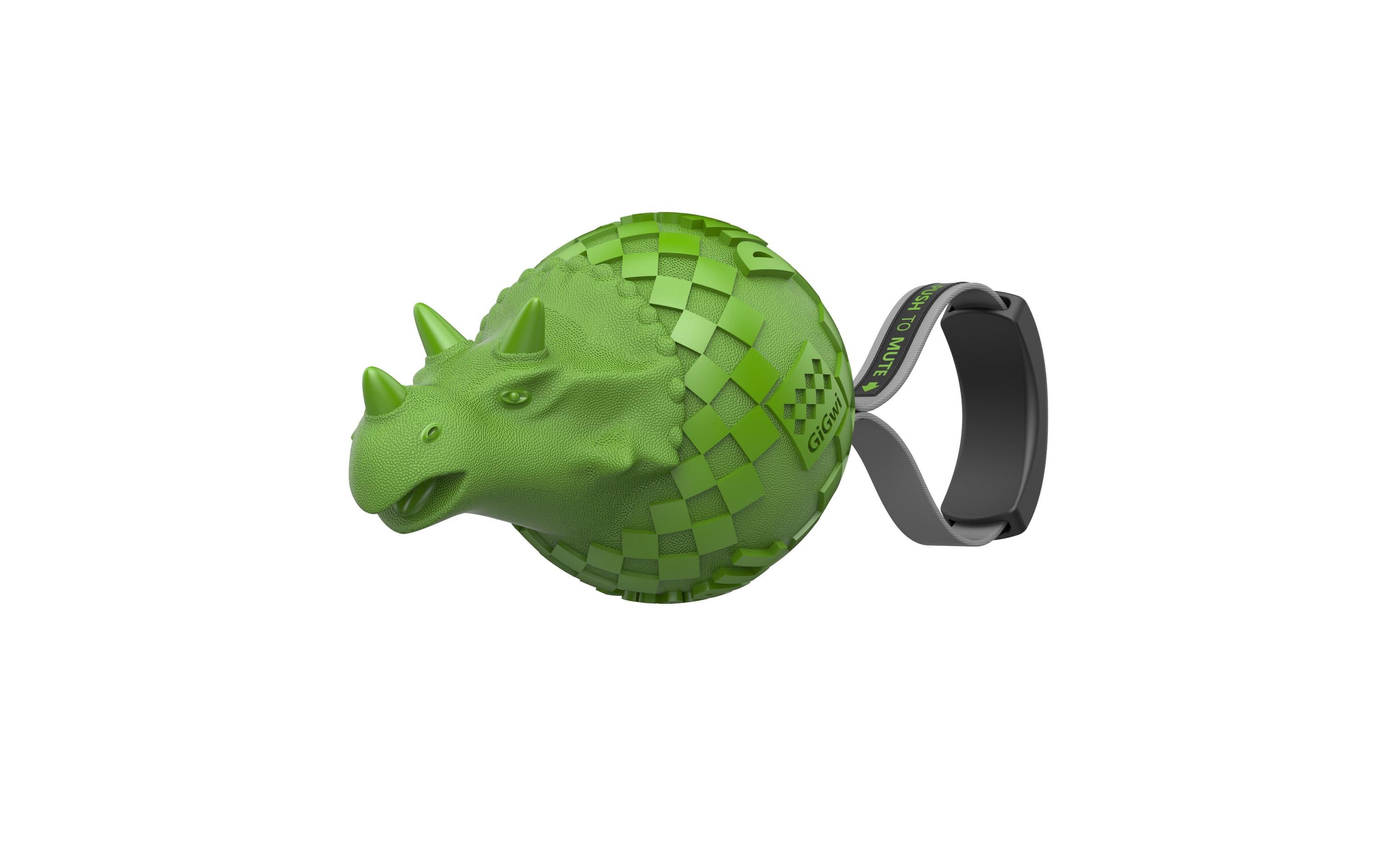 Hunde-Spielzeug Push to mute, Dinoball, Triceratops, GrünSpielzeug für Hunde