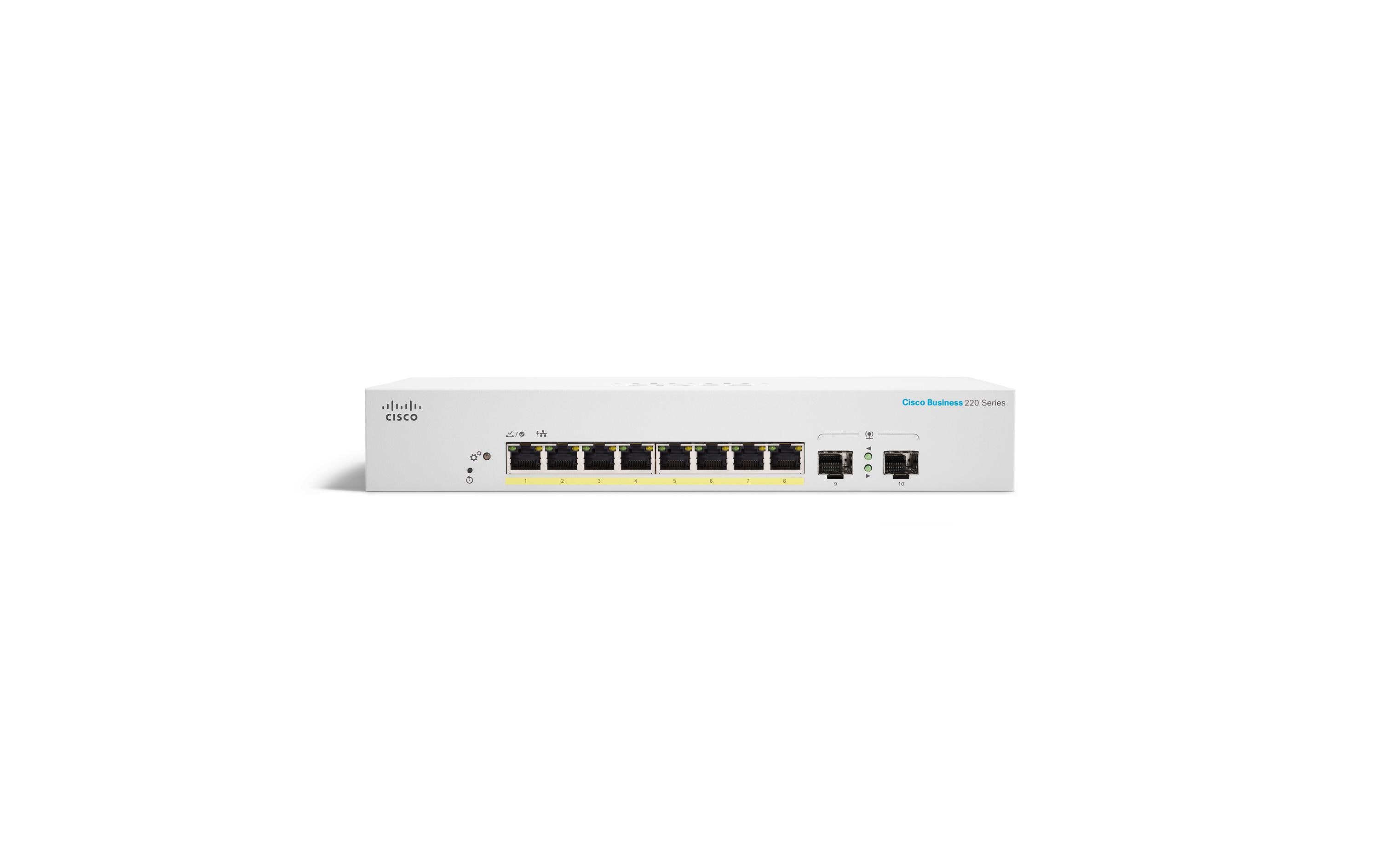PoE+ Switch CBS220-8P-E-2G 10 Port<br>Cisco Business 220 Serie Smart Switch