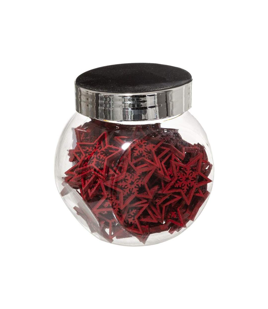 Lot de 100 Étoiles en Bois Bocal 7cm Rouge