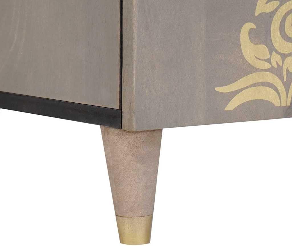 vidaXL Sideboard Grau und Gold 60 x 33 x 75 cm Massivholz Mango, Stylische rechteckige Anrichte, modernes Mango-Holz, praktisches Möbel für Esszimmer und Wohnbereich