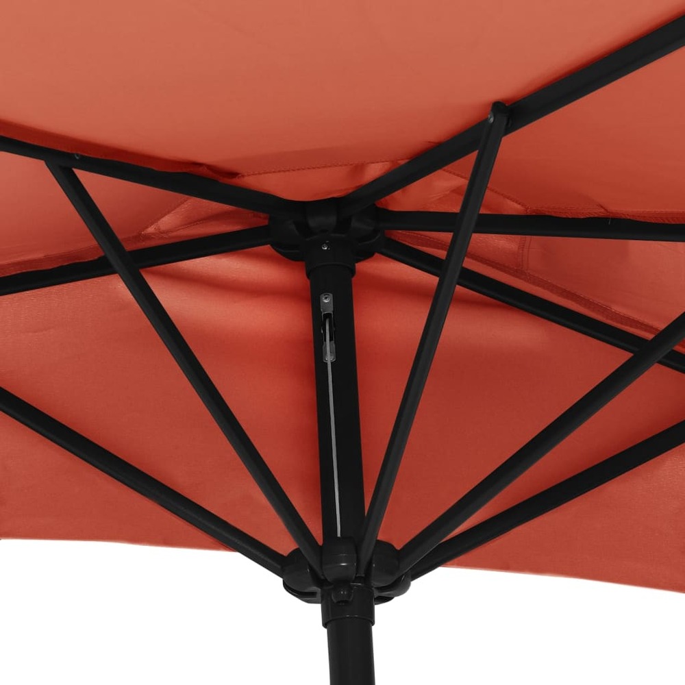 Parasol de balcon et mât en aluminium 270 x 135 x 245 cm orange