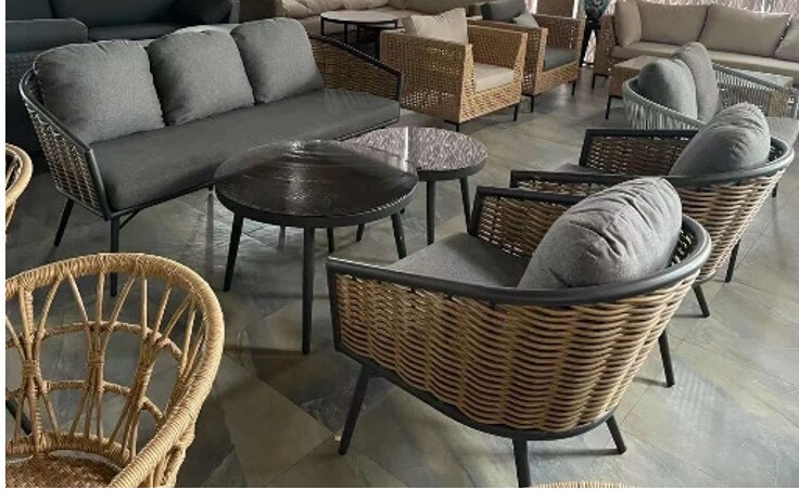 Outsunny Gartenmöbel-Set mit geflecht Design natur 187L x 77B x 77H cm