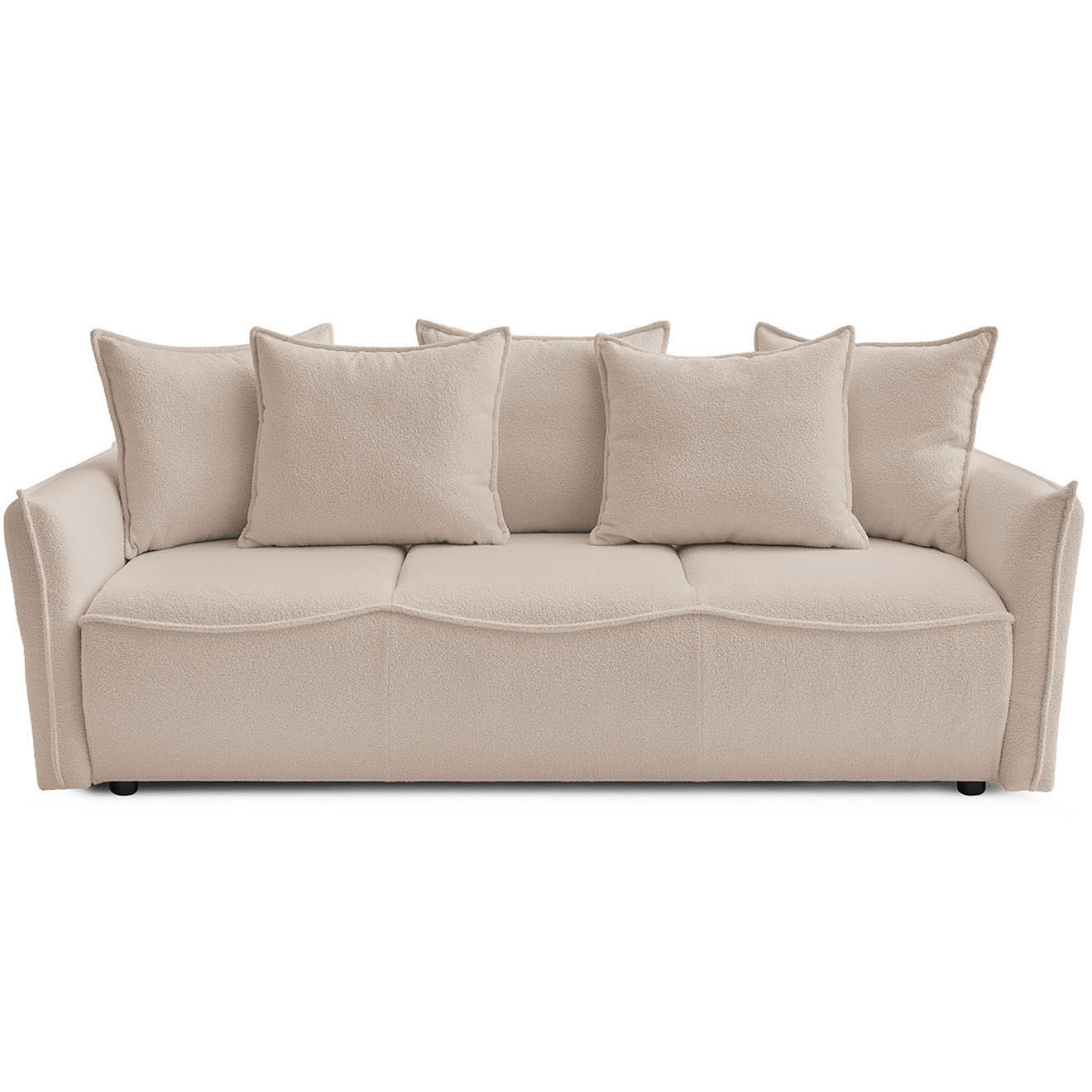 Bobochic Canapé 3 places convertible coffre Bouclette Leon beige - 226x97x90 cm