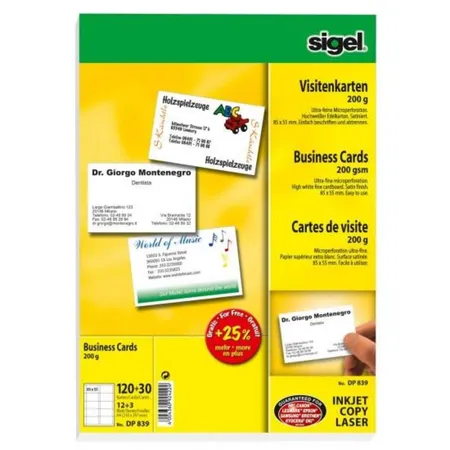Sigel 4073054 Visitenkarte hochweiß 200g,15 Blatt