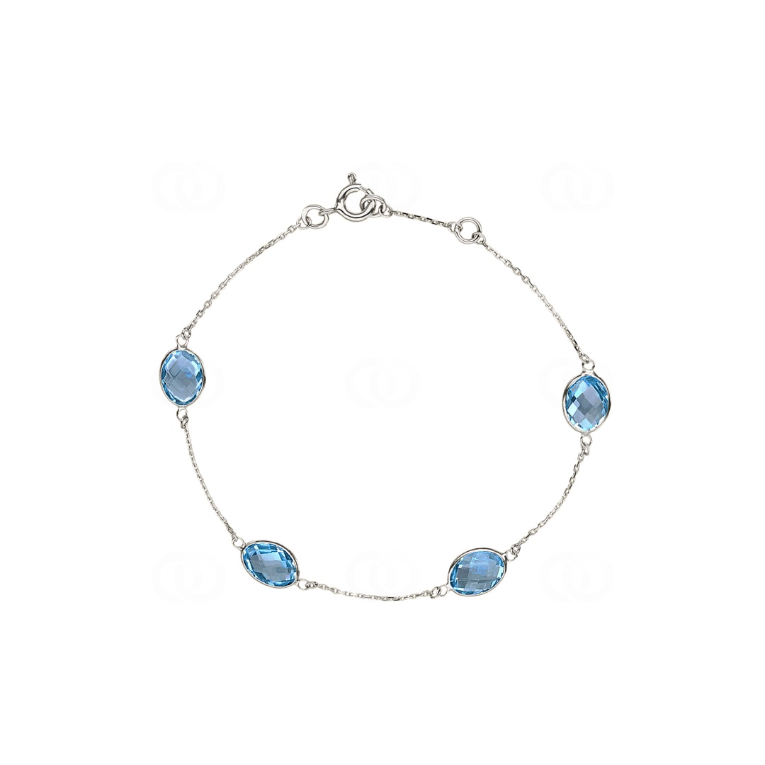 Armband 750/18 K Weissgold mit Blautopasen
