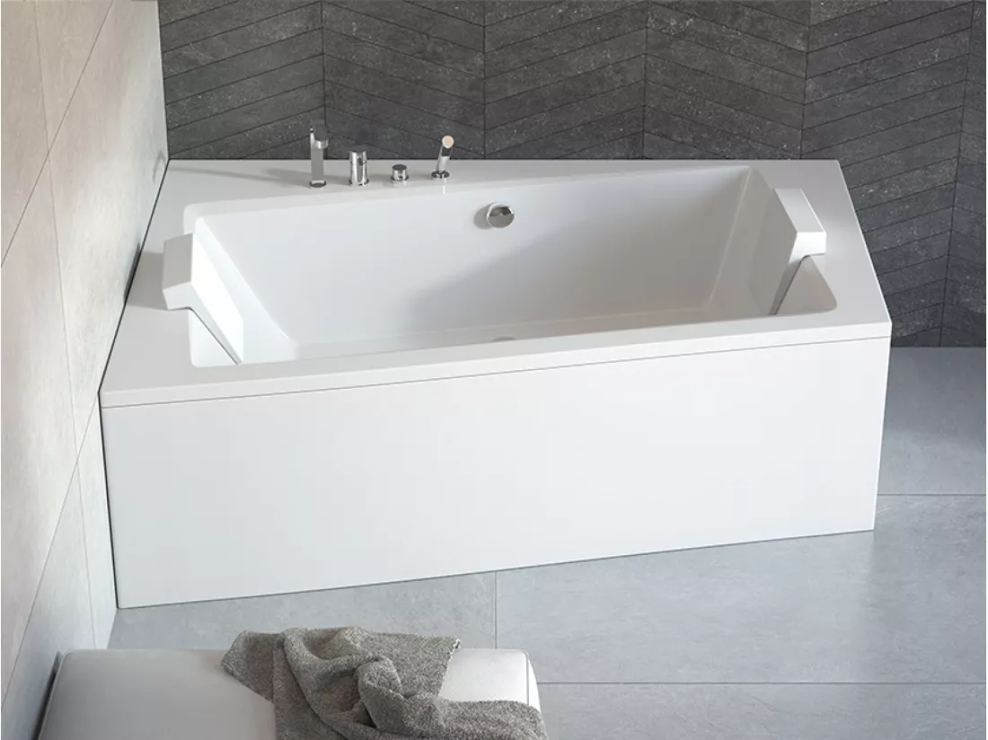 Baignoire angle gauche ZIANIGI avec tablier - Dimensions: 160cm