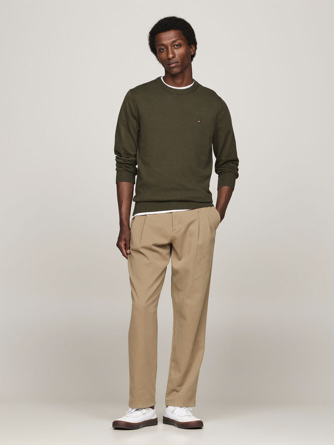 Tommy Hilfiger PIMA ORG CTN CASHMERE CREW NECK Army green