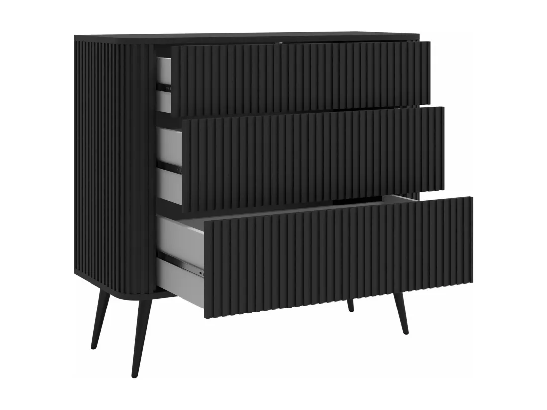 Commode - 93 cm - 3 tiroirs - noir - OVARLO