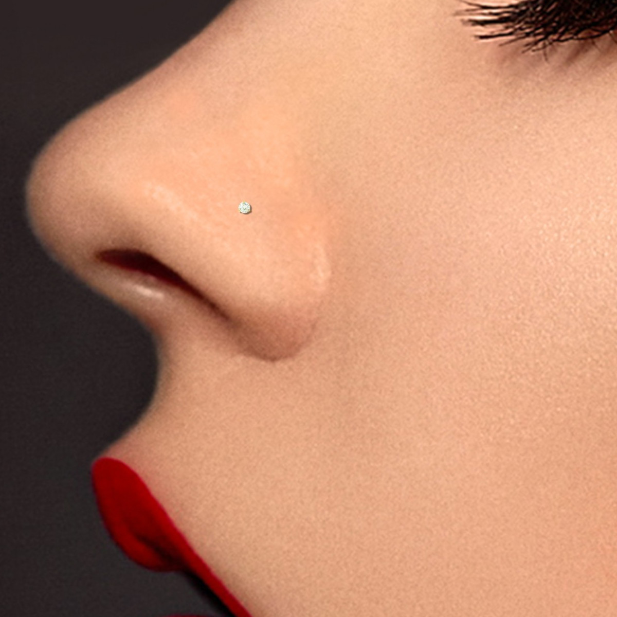 Piercing de nez diamant 0,02carats or jaune barre en U