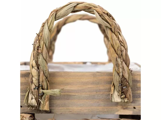 Panier en bois et corde avec poignées marron 25x15x13h