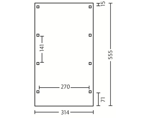 SKAN HOLZ Friesland enkele carport 314x555 cm met dompelgeïmpregneerd aluminium dak