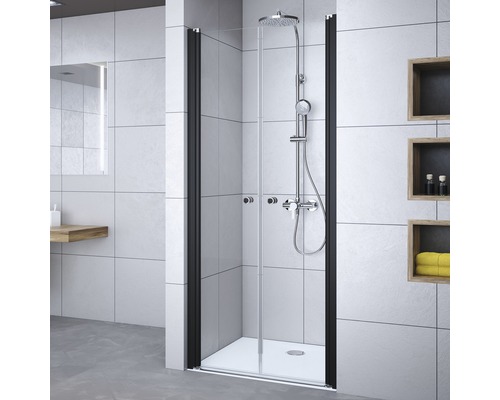 Draaideur voor nis Breuer Elana 6 75 cm helder glasprofiel kleur zwart
