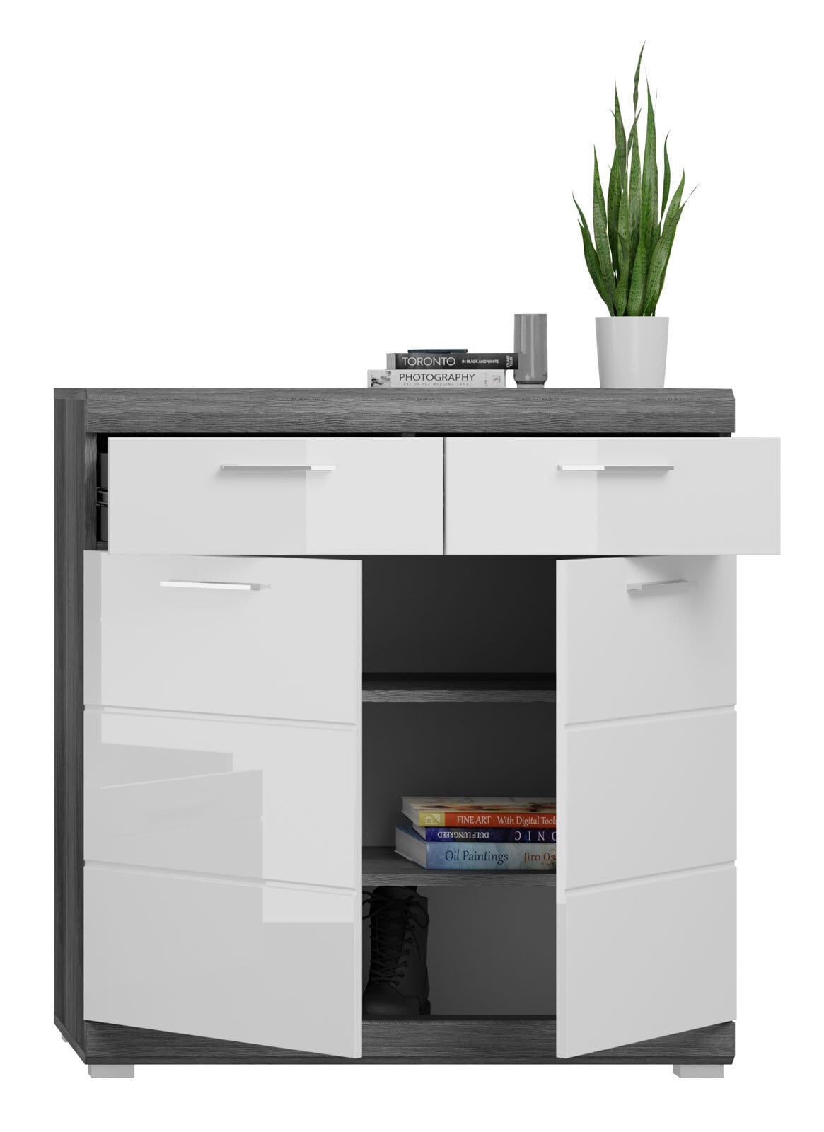Schuhschrank SCOUT 90 x 96 cm grau/ weiß