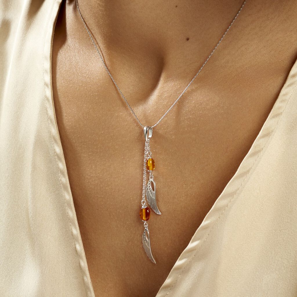 Collier Argent Blanc Aglaee Ambre