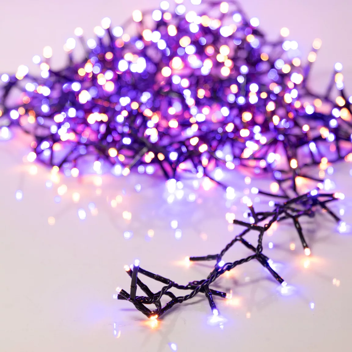 Guirlande lumineuse 11 m 500 LED câble noir Luxe Bicolore Orange/violet