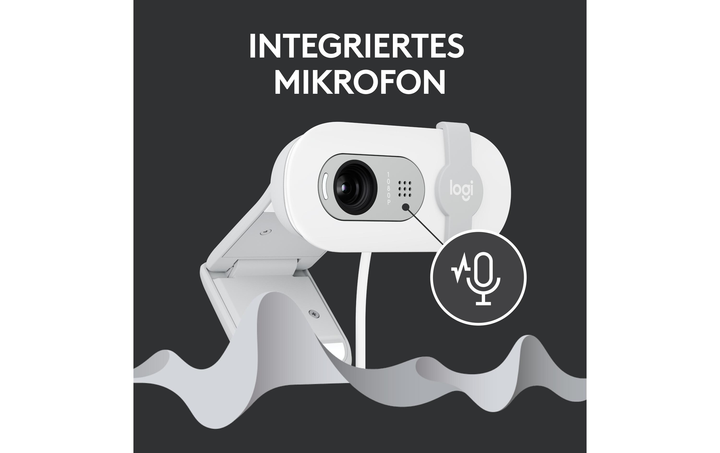 Brio 100 WeissFull HD-Webcam mit integrierter Abdeckblende