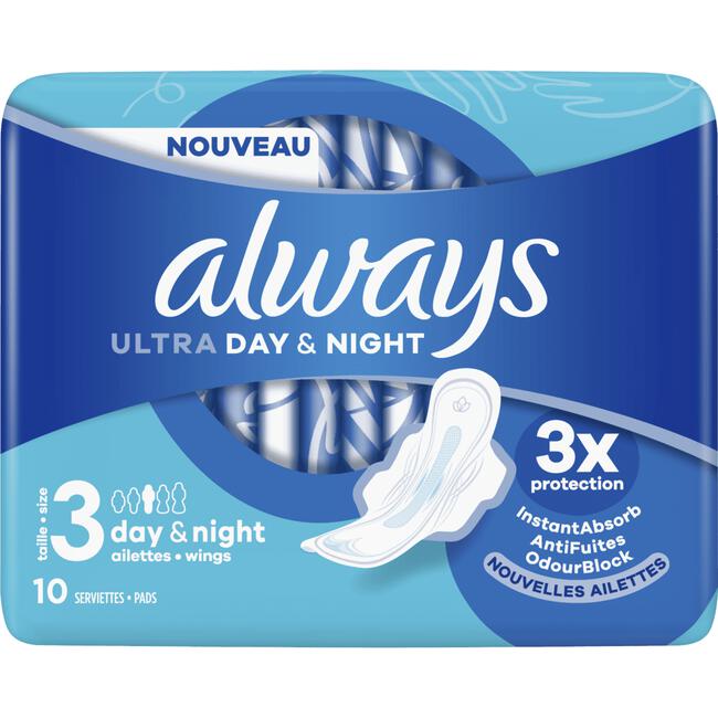 Always Ultra Maandverband Day & Night Met Vleugels 10 Stuks