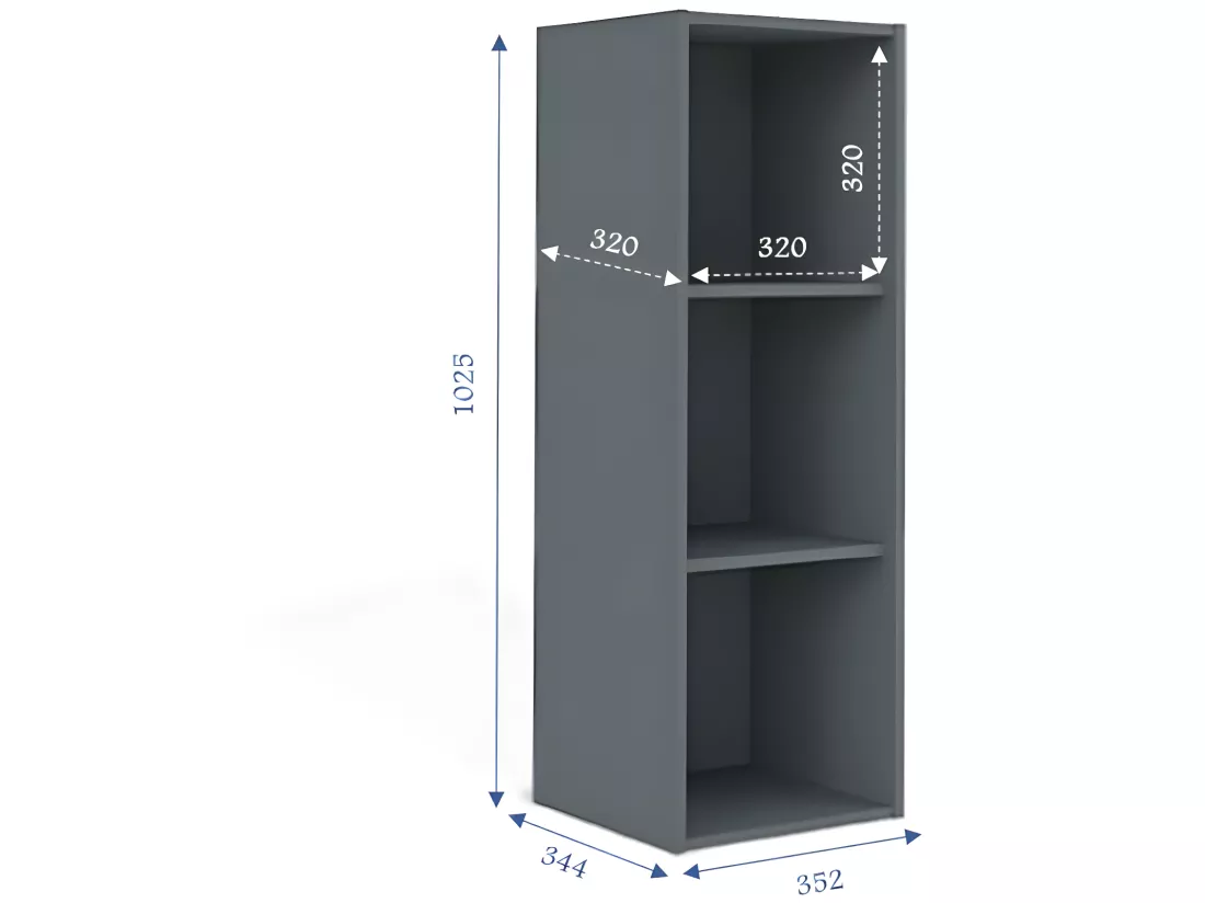 Casier de rangement 3 cases panneaux de fibres gris TIMEUS