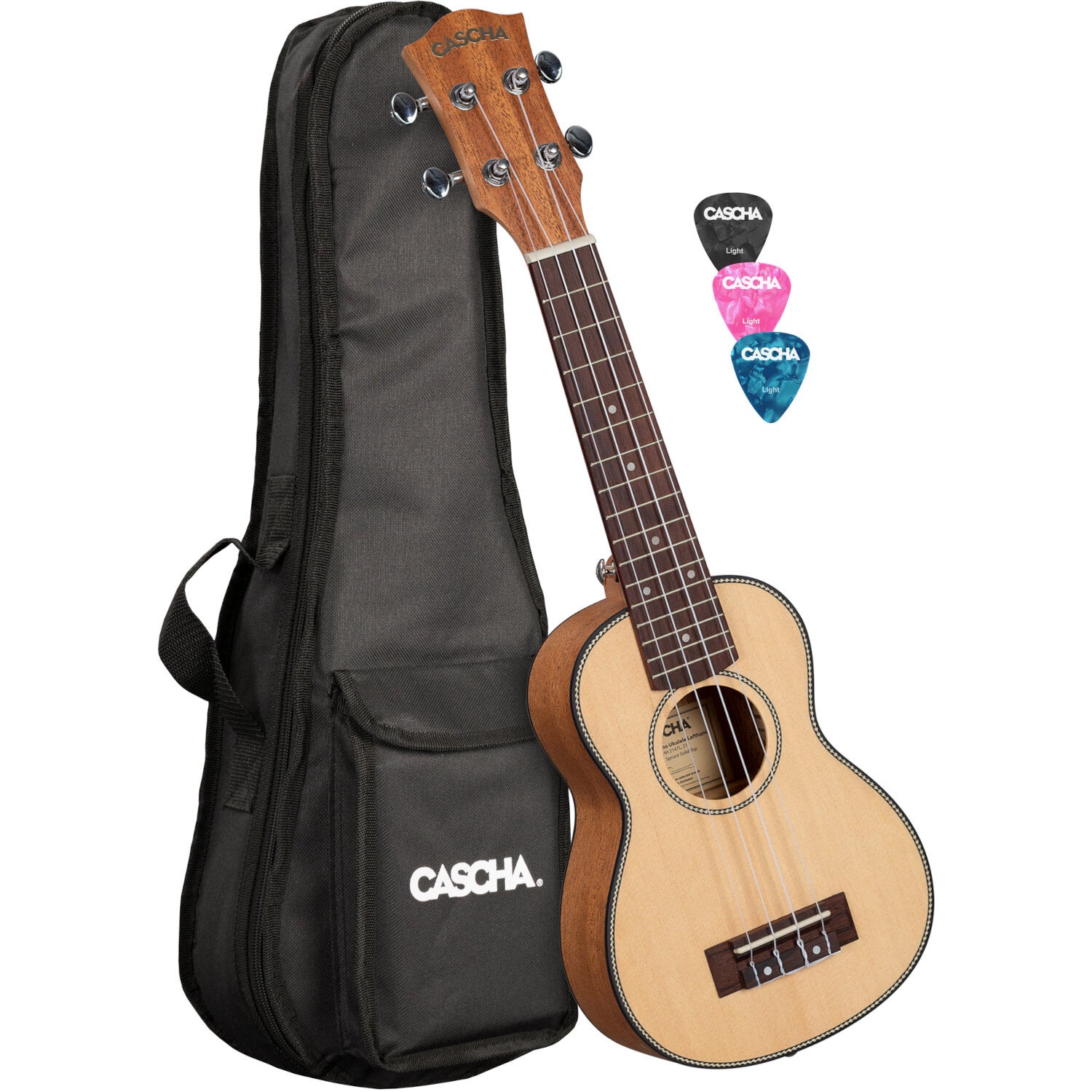 Cascha HH 2148L linkshandige solid top sopraan ukelele set