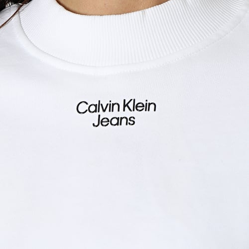 Sweat Crewneck Femme Crop Stacked Mock Neck 8174 Blanc