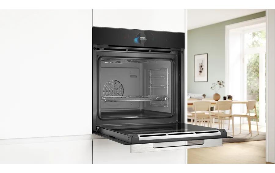 Einbaudampfbackofen HSG7584B1 Schwarz A+<br>Dampfbackofen mit digitalem Bedienring