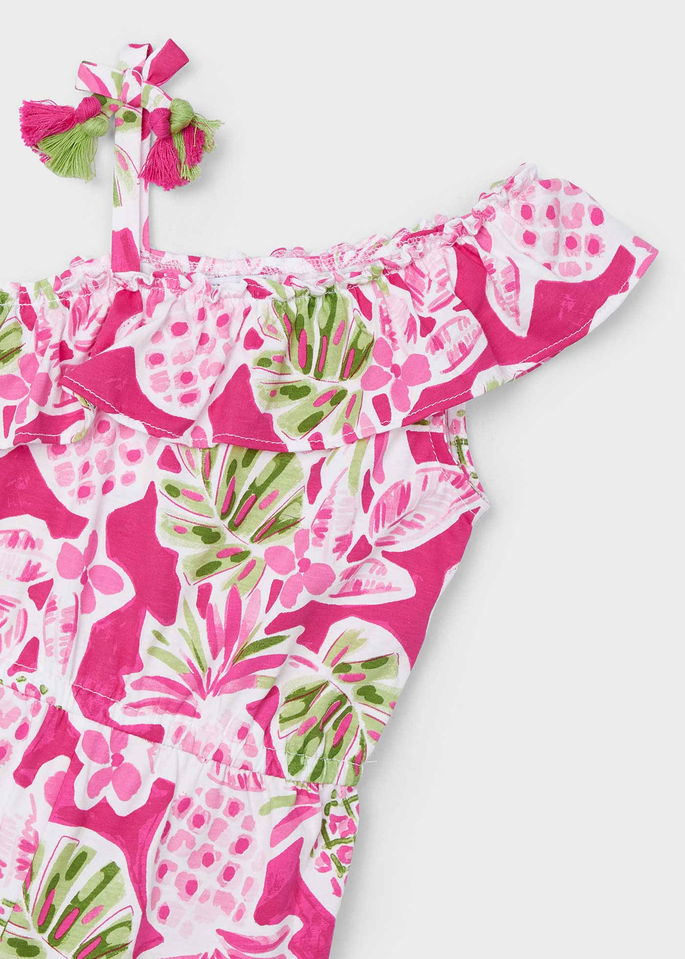 Macacão estampado assimétrico para meninas, cor tinta