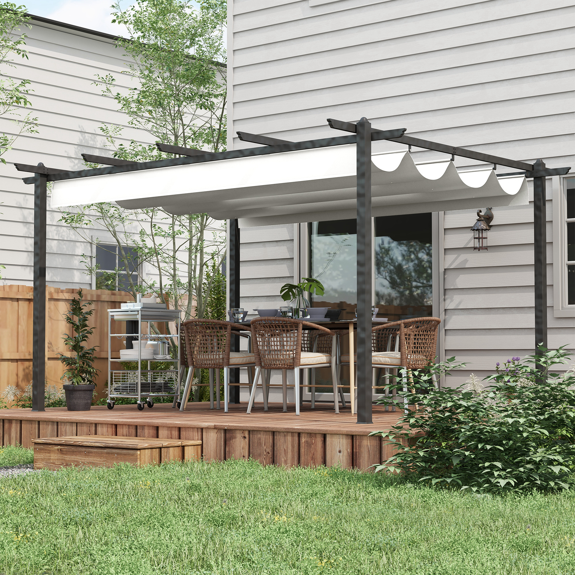 Conjunto de pérgola branca Outsunny