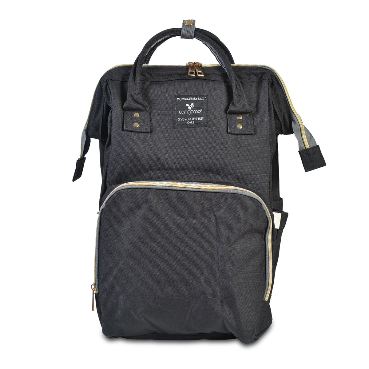 Cangaroo Kinderwagentasche Amelia, Rucksack Hauptfach, Seitenfächer Tragegriffe schwarz