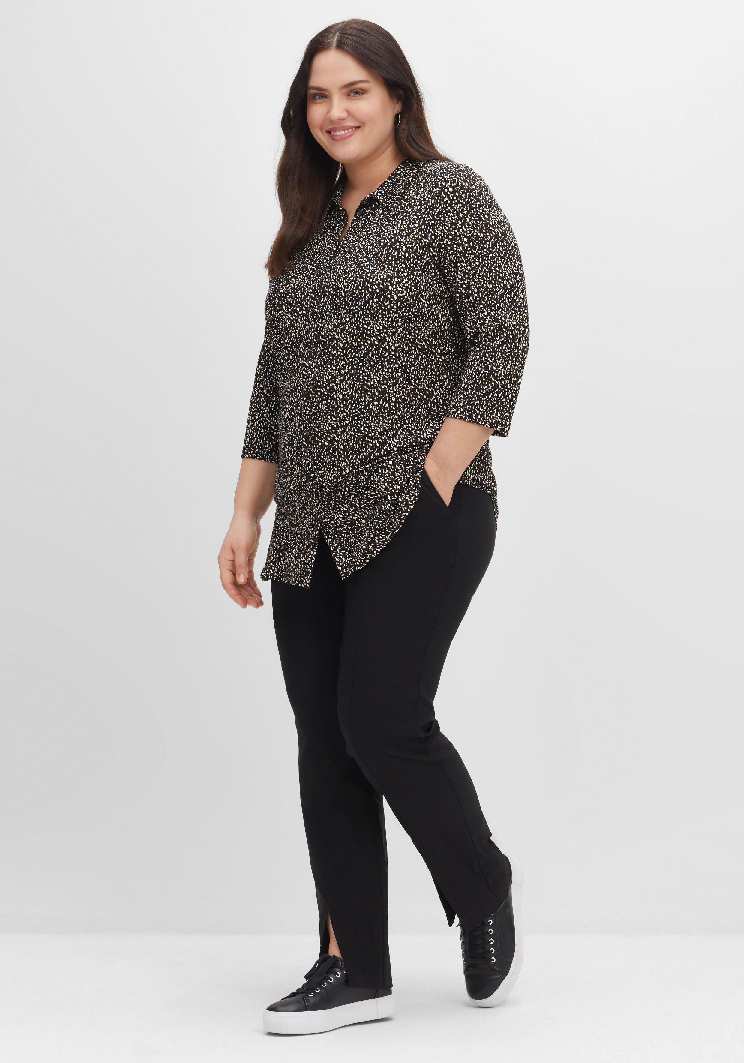 Bluse mit Minimalprint und 3/4-Ärmeln