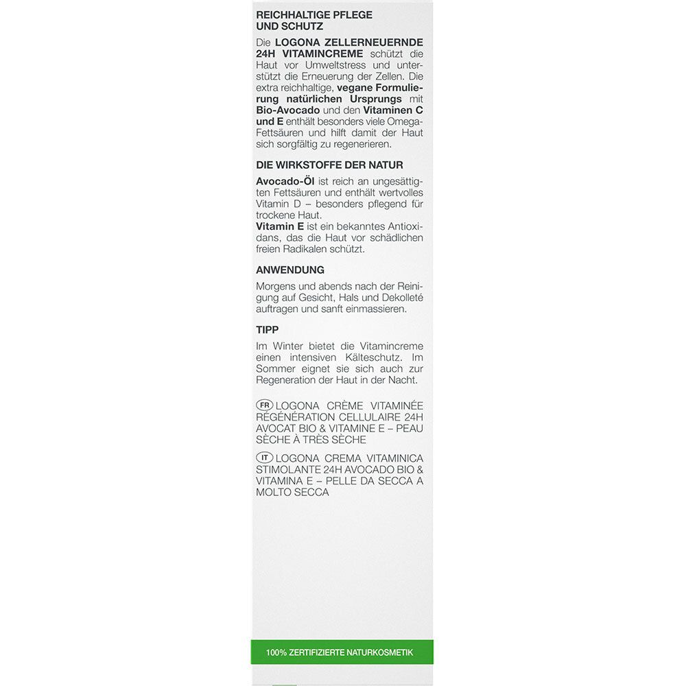 LOGONA Naturkosmetik Zellerneuernde 24h Vitamincreme