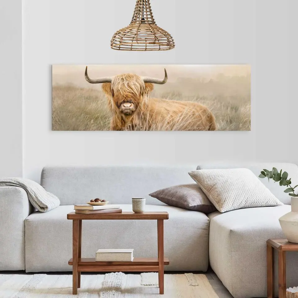Schilderij Hooglander - 52x156cm - Beige