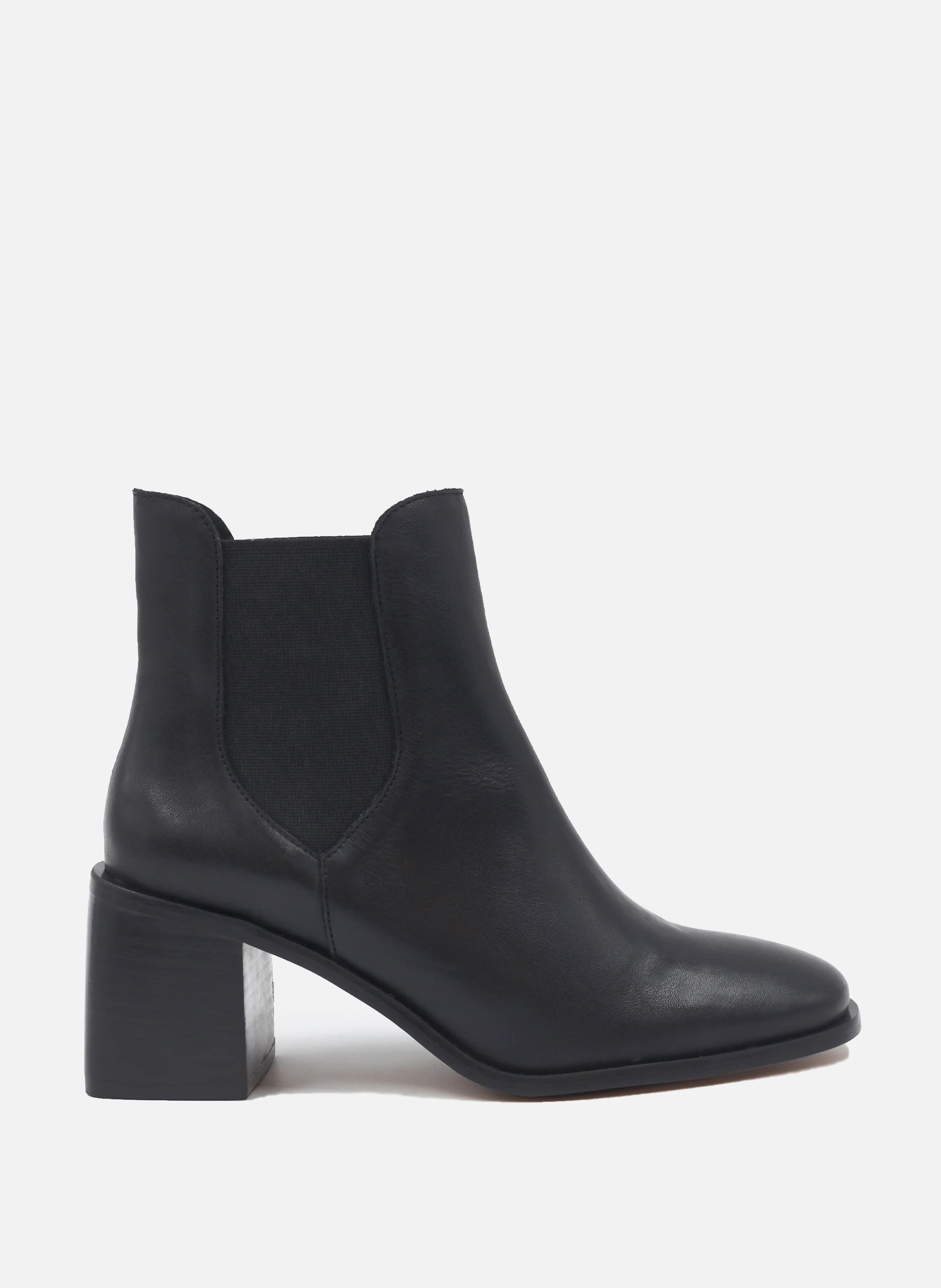 Bottines chelsea talon cuir lisse | Noir